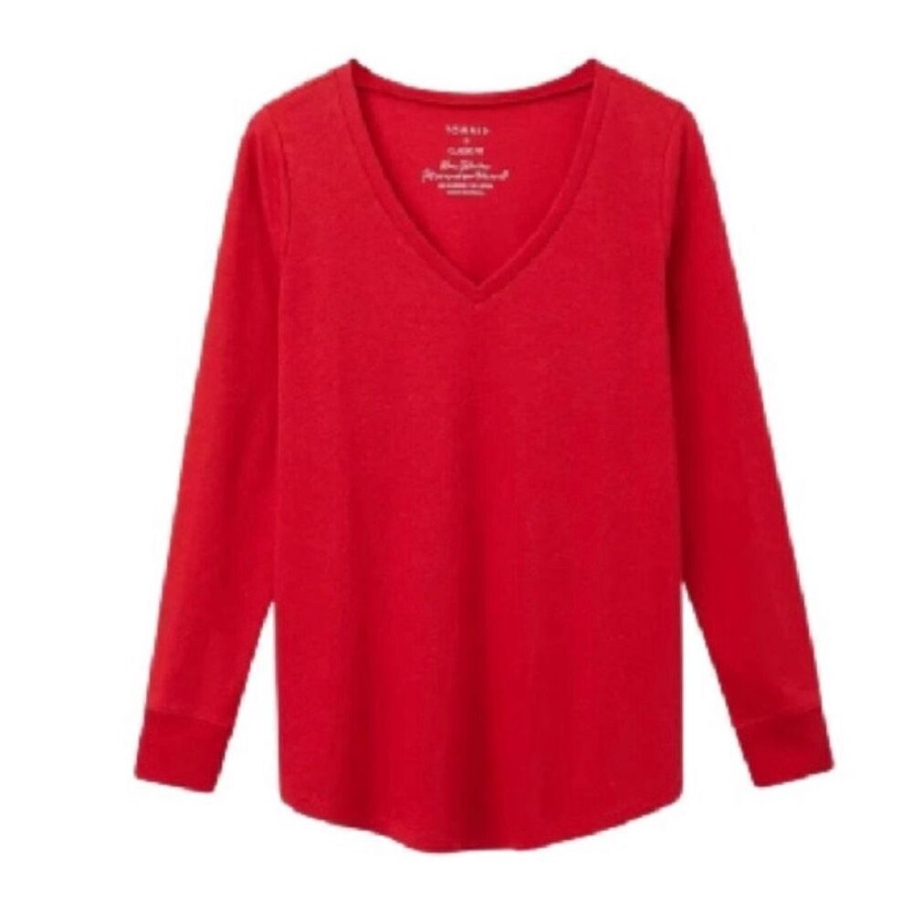 Torrid Red Girlfriend Signature Vneck Long Slv Tee Shirt Womens Plus Size 4X NWT